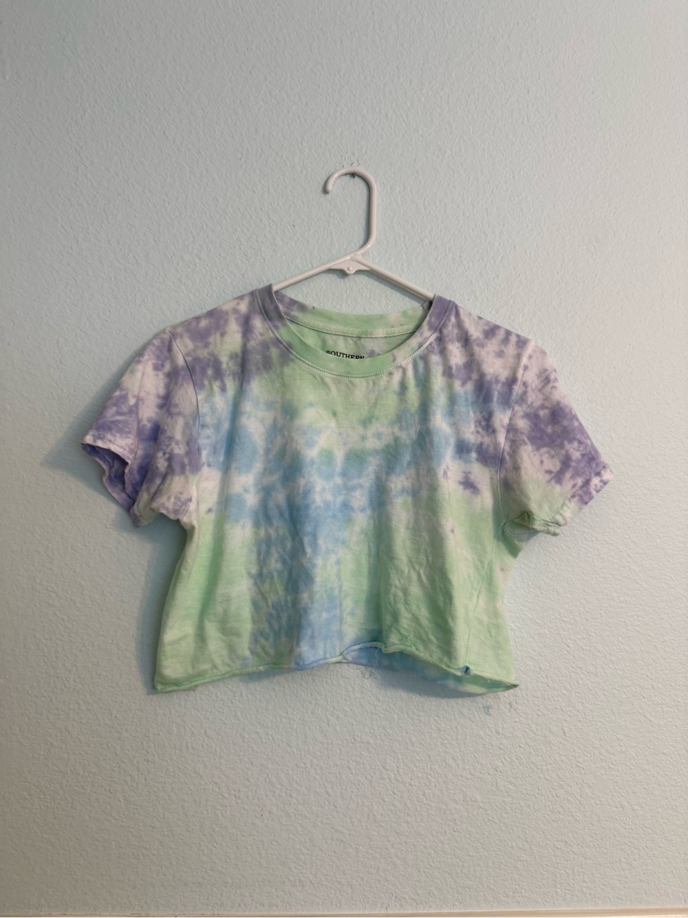 Tie-Dye Crop Tee - Lavender, Light Blue & Mint